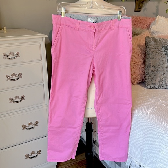 Crown & Ivy Pink Chino Pants Spring Summer Womens 8 Cotton Spandex Straight Leg - Picture 3 of 7